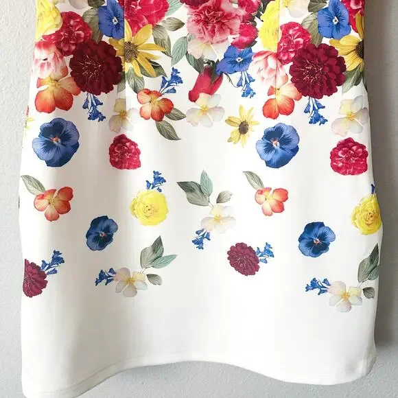 Boston Proper Garden Of Eve Print Square-Neck Scuba Sheath Dress Women’s Size 14 - Picture 4 of 16